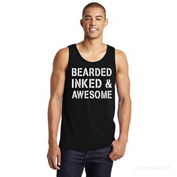 Comical Shirt Men's Bearded Inked & Awesome Cute Tatoo Lover Valentine's Tank Top