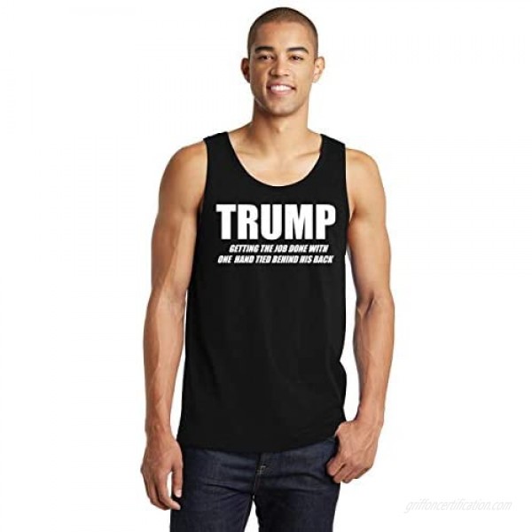 Comical Shirt Men's Trump Doing The Job Hand Behind Back Tank Top