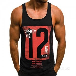 F Gotal Men's Gym Tank Tops Workout Muscle Tee Graphic Letter Print Training Bodybuilding Stringer Fitness Vest T Shirts