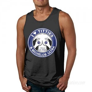 I Love Ti-tties and Mi-Che-lob Ultra Men's Tank Tops Cotton Sleeveless T-Shirts