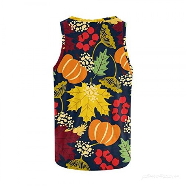 InterestPrint Men's Athletic Compression Under Base Layer Sport Tank Top Autumnal Leaves and Pumpkins XS