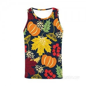 InterestPrint Men's Athletic Compression Under Base Layer Sport Tank Top Autumnal Leaves and Pumpkins XS