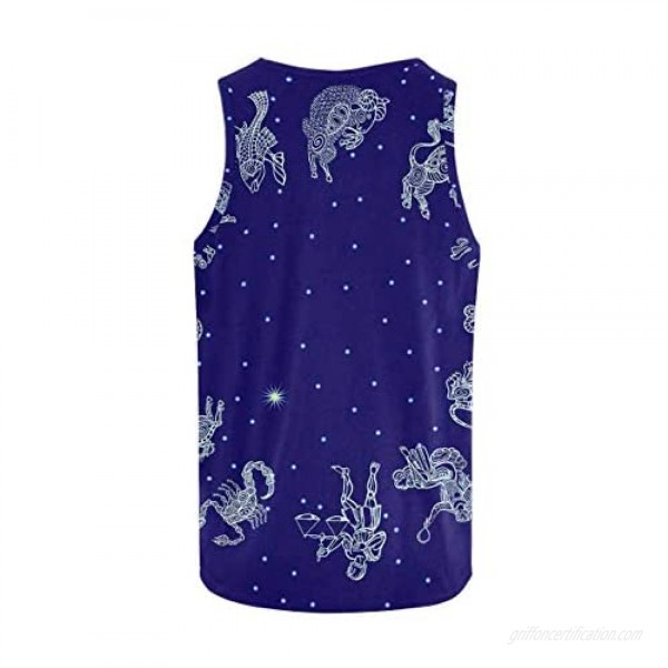 InterestPrint Men's Athletic Compression Under Base Layer Sport Tank Top Signs of Zodiac on Starry Sky XS