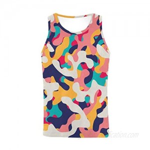 InterestPrint Men's Muscle Gym Workout Training Sleeveless Tank Top Colorful Abstract