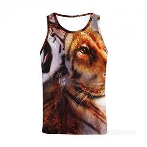 InterestPrint Men's Muscle Gym Workout Training Sleeveless Tank Top Lion Against Stormy Sky