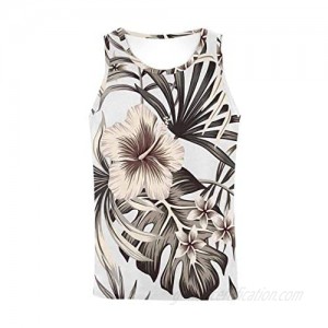 InterestPrint Men's Muscle Gym Workout Training Sleeveless Tank Top Tropical Hibiscus Floral