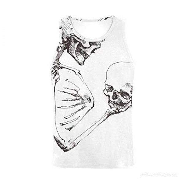 InterestPrint Men's Tank Tops Bodybuilding Fitness T-Shirts Shand Drawn Skeleton XL