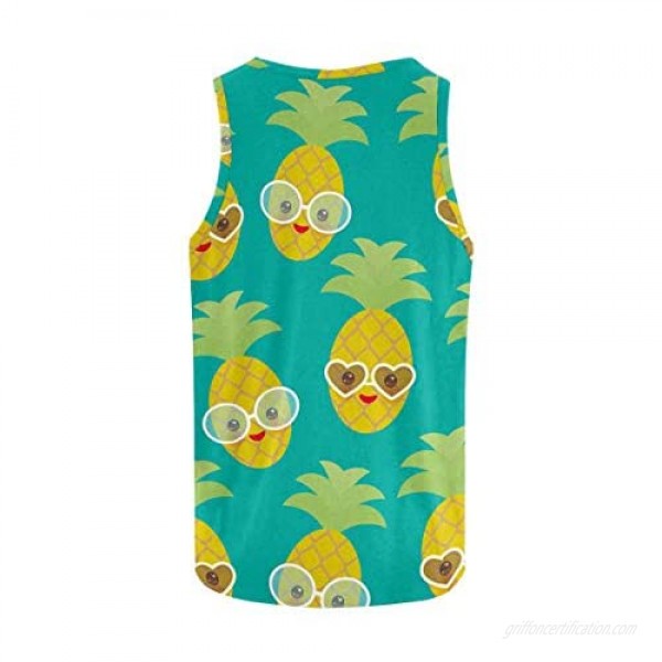InterestPrint Summer Men’s Athletic Tank Top Sleeveless Vest Cute Exotic Pineapples M