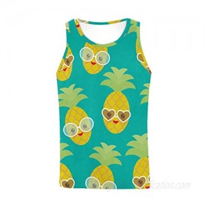 InterestPrint Summer Men’s Athletic Tank Top Sleeveless Vest Cute Exotic Pineapples M
