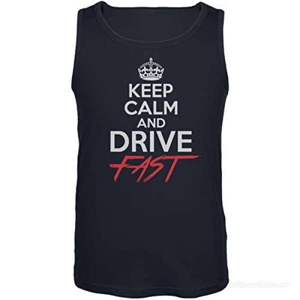 Old Glory Keep Calm Drive Fast Navy Adult Tank Top