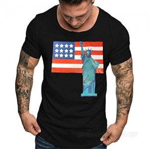 YOCheerful Men 4th of July Tops Solid Printing Style Cotton Design T-Shirt Casual Shirts Tops Loose Blouse