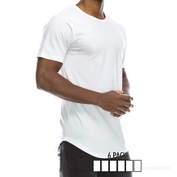 Drop Cut Curved Hem Shirt Scallop Extra Long Longline T-Shirt Multi Pack