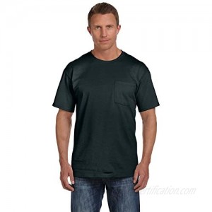 Fruit of the Loom Adult 5 Oz HD Cotton Pocket T-Shirt - Black - XL - (Style # 3931P - Original Label)