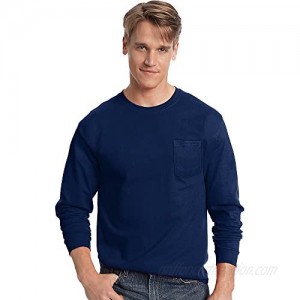 Hanes Men's Tagless Long-Sleeve T-Shirt with Pocket
