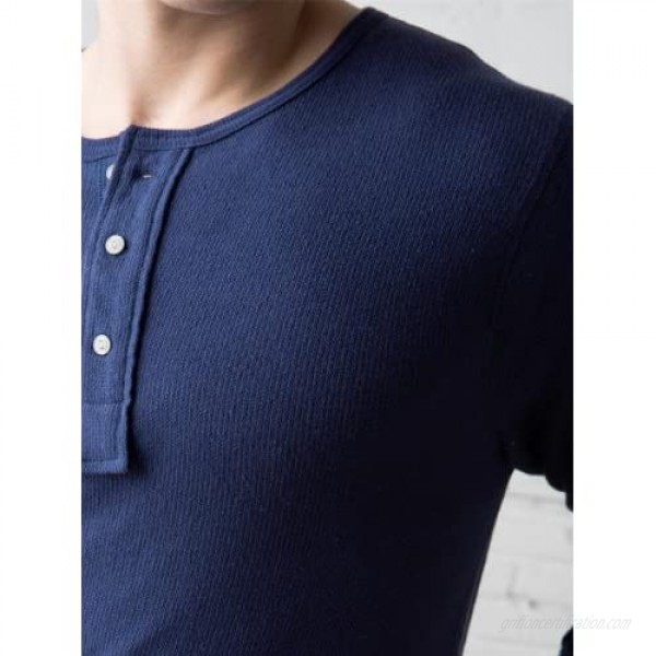 Alternative Men's Blue Embossed Henley Shirt