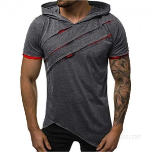 Burband Hipster Hip Hop Mens Gym Hoodie Pullover Casual Short Sleeve Muscle Cut Off Workout T-Shirt Tops