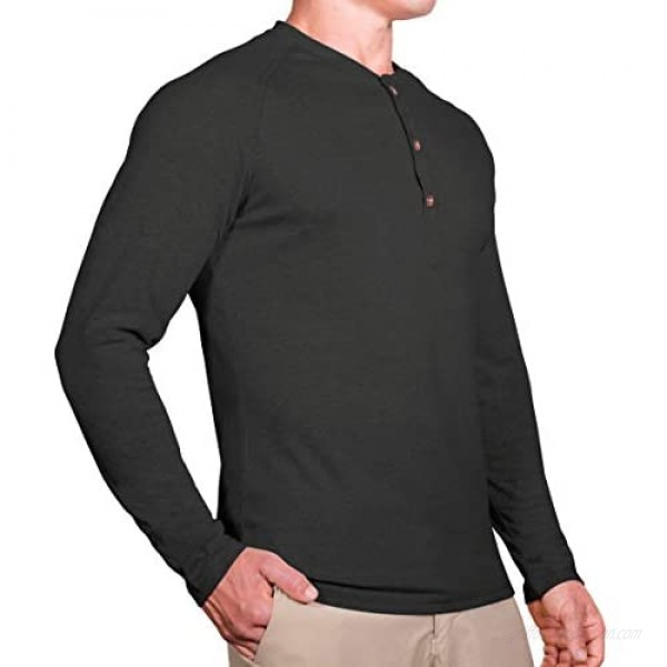 CC Slim Fit Long Sleeve Henley Shirts for Men | Casual Shirts for Men + Stretch