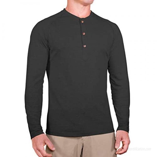 CC Slim Fit Long Sleeve Henley Shirts for Men | Casual Shirts for Men + Stretch