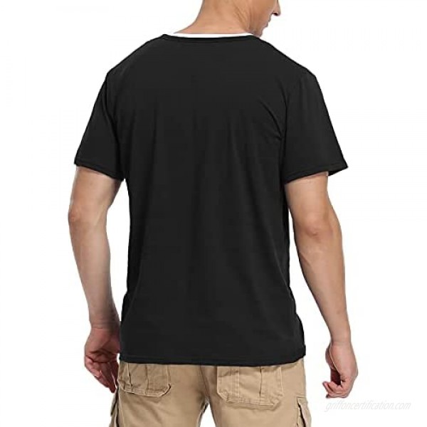 Derssity Mens Summer Fashion Basic Short Sleeve Henley T-Shirt Casual Tops Work Shirts