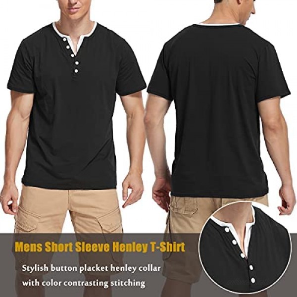 Derssity Mens Summer Fashion Basic Short Sleeve Henley T-Shirt Casual Tops Work Shirts