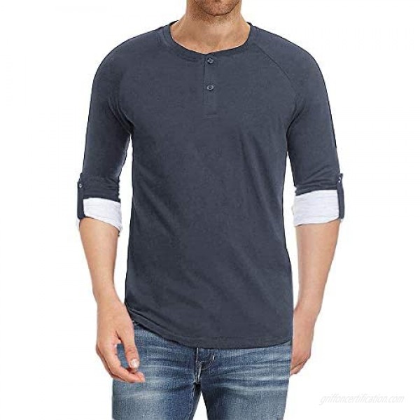 Ebifin Mens Long/Short Sleeve Henley Shirts Casual Cotton Button-Down Shirts Beach Summer T-Shirts