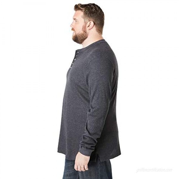 KingSize Men's Big & Tall Waffle-Knit Thermal Henley Tee - Tall - 5XL Black Marl Long Underwear Top