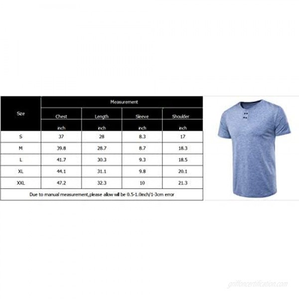 Manwan walk Men's Casual Slim Fit Short Sleeve Lightweight Basic Henley T-Shirt…