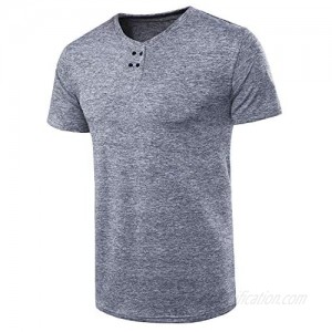 Manwan walk Men's Casual Slim Fit Short Sleeve Lightweight Basic Henley T-Shirt…