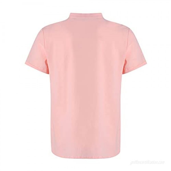 Men's Cotton Linen Henley Shirt Long/Short Sleeve Loose Fit Hippie Casual Beach T Shirts Tops