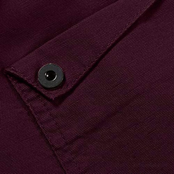 MODOQO Dress Shirt for Men-Autumn Casual Military Cargo Slim Fit Button Long Sleeve Henley Shirts