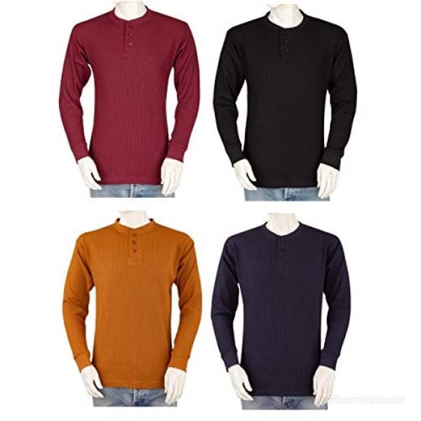 Styllion Men's Henley Thermal Shirts - Big and Tall - Heavy Weight THLS