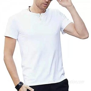 Togym Men's Short-Sleeve Cotton Henley-Shirts