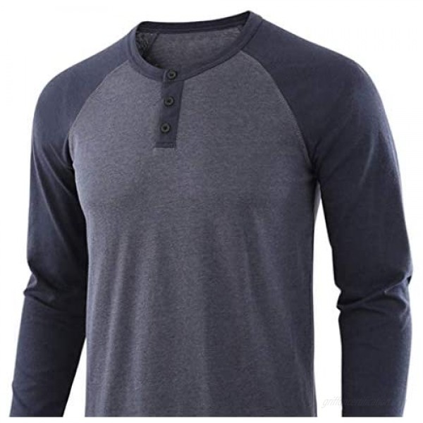 VEKDONE Mens Casual Long Sleeve Raglan T-Shirt Henley V-Neck Sports Jersey Baseball Tee Active Shirts Tops