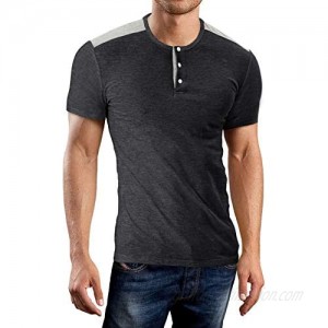 YTD Mens Fashion Casual Front Placket Basic Short Sleeve Henley T-Shirts
