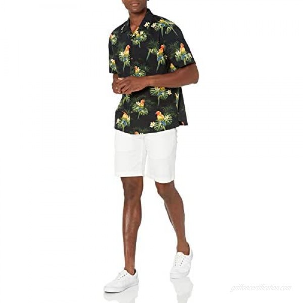 Brand - 28 Palms Men's Relaxed-Fit 100% Cotton Tropical Hawaiian Shirt