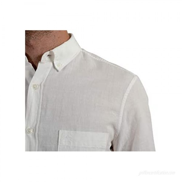Burberry Brit Men's Linen White Button-Down Long Sleeve Casual Shirt Sz US XL IT 54