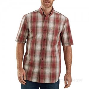 Carhartt Men's 104174 Relaxed Fit Lightweight Plaid Shirt - Large Regular - Dark Barn Red