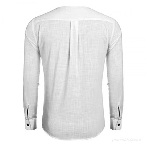 COOFANDY Men's Cotton Linen Button Down Dress Shirt Long Sleeve Casual Beach Tops (X-Large White)