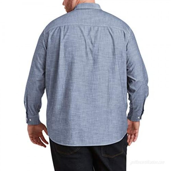 Essentials Men's Big & Tall Long-Sleeve Chambray Shirt fit by DXL
