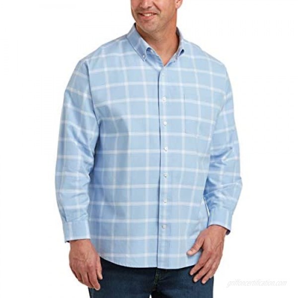 Essentials Men's Big & Tall Long-Sleeve Windowpane Pocket Shirt fit by DXL
