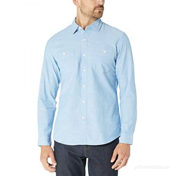 Essentials Men's Slim-fit Long-Sleeve Chambray Shirt