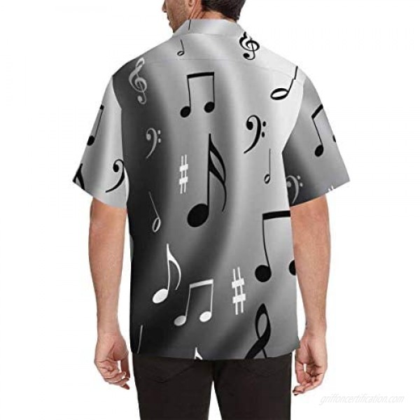 InterestPrint Men's Casual Button Down Short Sleeve Beautiful Music Tree Hawaiian Shirt (S-5XL)