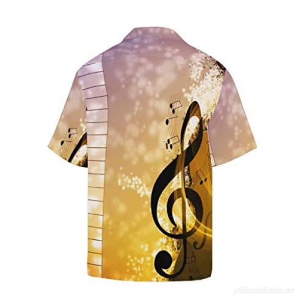 InterestPrint Men's Casual Button Down Short Sleeve Colorful Music Clef Hawaiian Shirt (S-5XL)
