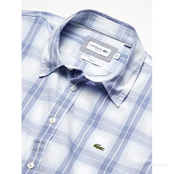 Lacoste Men's Short Sleeve Slim Fit Plaid Woven Shirt