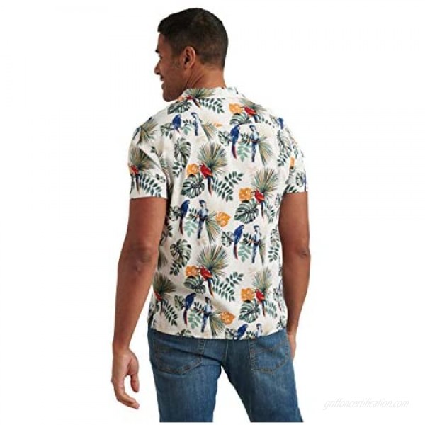 Lucky Brand Men's Short Sleeve Button Up Floral Print Club Collar Shirt