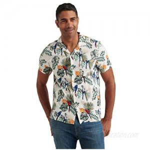 Lucky Brand Men's Short Sleeve Button Up Floral Print Club Collar Shirt