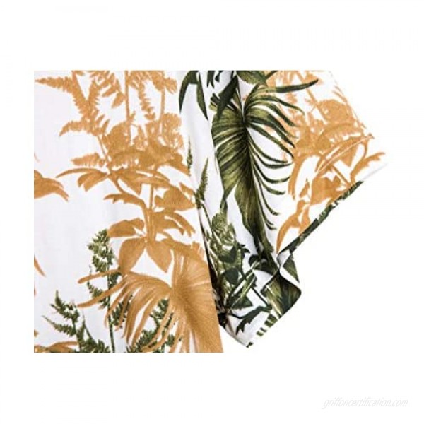 Misaky Men's Tropical Casual Short Sleeve Button Down Hawaiian Palm Trees Shirt Cotton Beach Tshirt