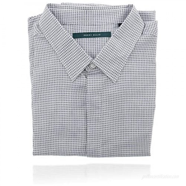 Perry Ellis Men's Collard Button Down Long Sleeve Designer Shirt (XXL) Blue