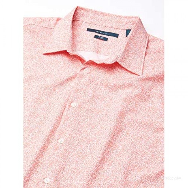 Perry Ellis Men's Total Stretch Slim Fit Squiggle Print Short Sleeve Button-Down Shirt
