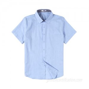 Tinkwell Men's Cotton Linen Shirt Regualr Fit Short Sleeve Casual Beach Shirt